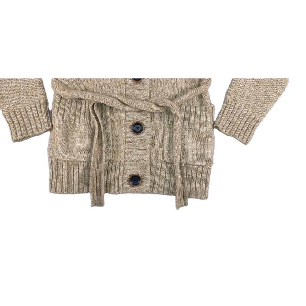 Ak Anne Klein Wool Blend Cardigan Women's LG Camel Knit Sweater Chunky Belted - Picture 4 of 11